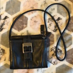 Black leather crossbody purse